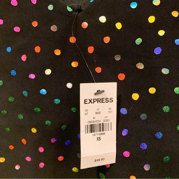 EXPRESS Black Rainbow Metallic Polka Dot Chiffon Downtown Cami Top - Picture 5 of 5